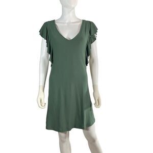 Derek Heart Ruffle Sleeve Mini Dress Green